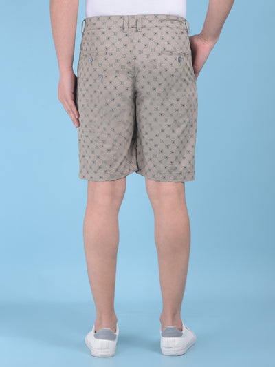 Olive Floral Print 100% Cotton Shorts-Men Shorts-Crimsoune Club