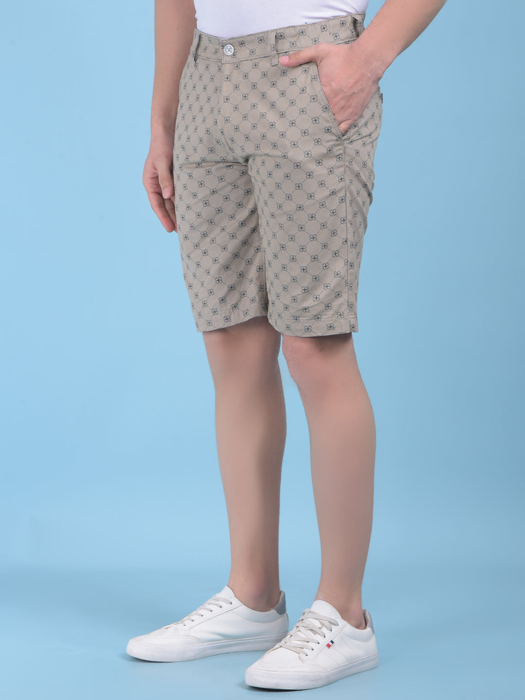 Olive Floral Print 100% Cotton Shorts-Men Shorts-Crimsoune Club