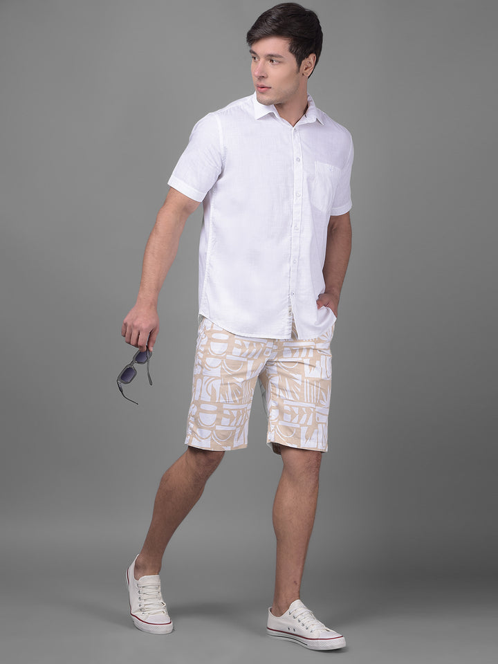 Beige Urban Shorts-Men Shorts-Crimsoune Club