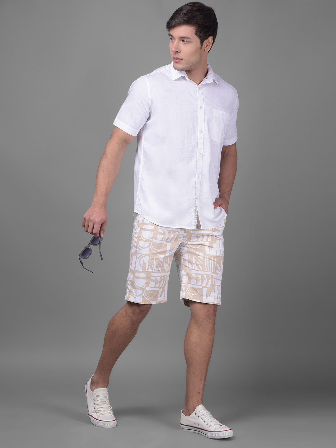 Beige Urban Shorts-Men Shorts-Crimsoune Club