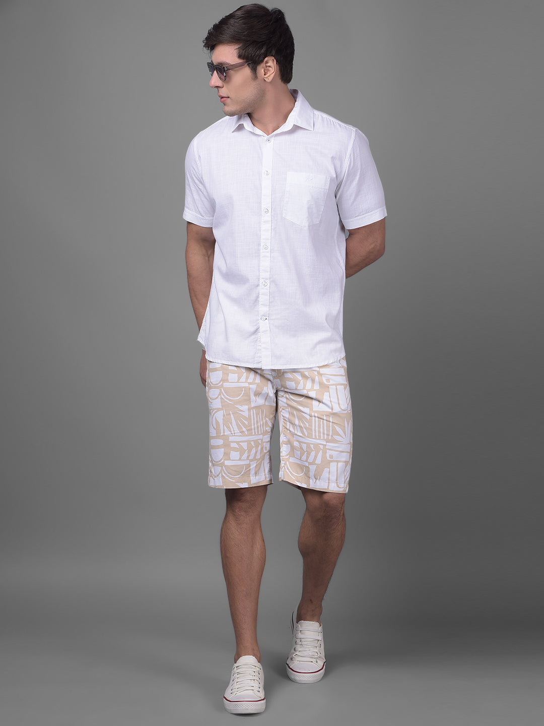 Beige Urban Shorts-Men Shorts-Crimsoune Club