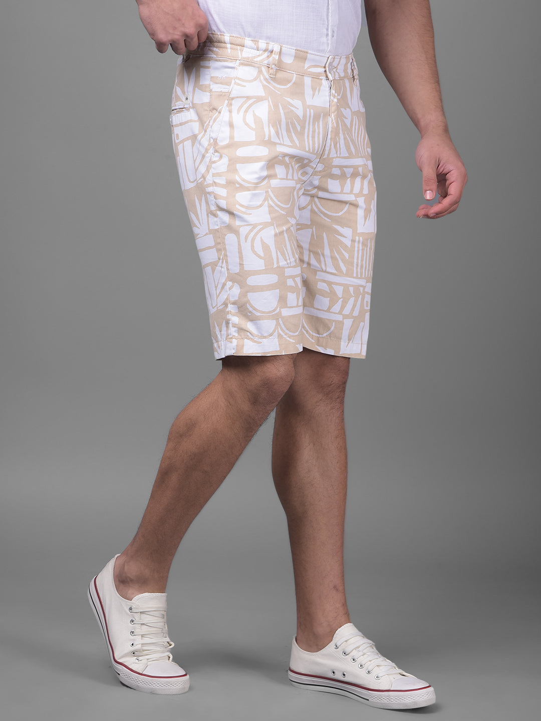 Beige Urban Shorts-Men Shorts-Crimsoune Club