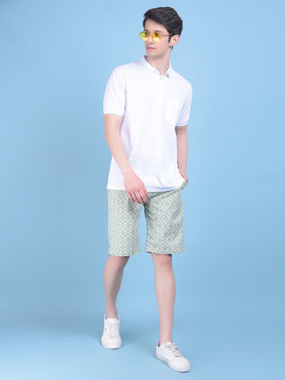 Green 100% Cotton Shorts-Men Shorts-Crimsoune Club