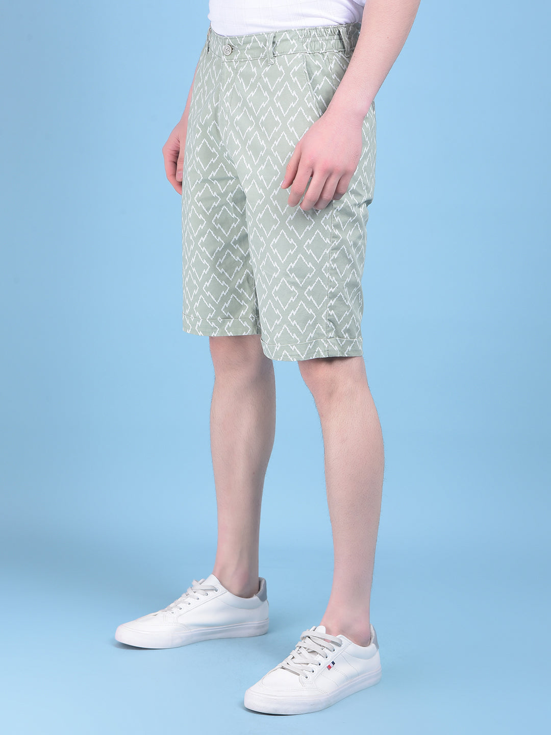 Green 100% Cotton Shorts-Men Shorts-Crimsoune Club