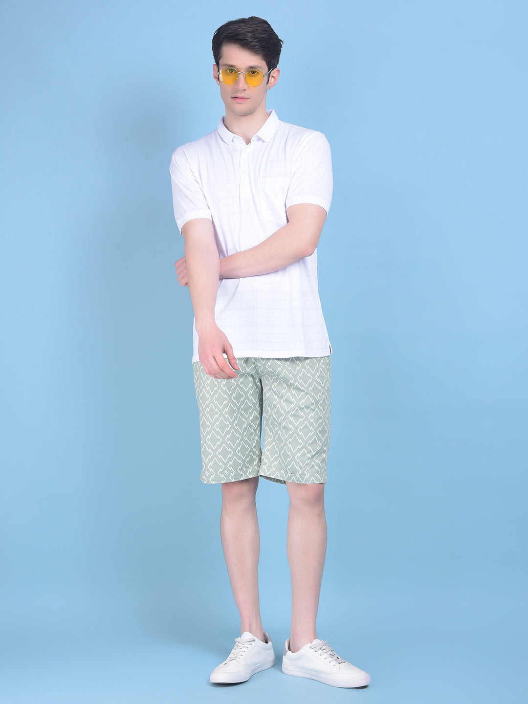 Green 100% Cotton Shorts-Men Shorts-Crimsoune Club