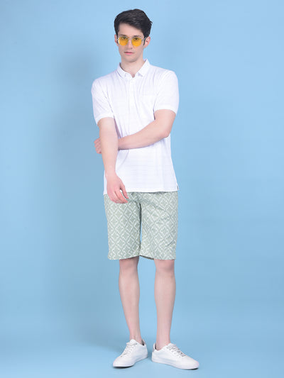 Green 100% Cotton Shorts-Men Shorts-Crimsoune Club