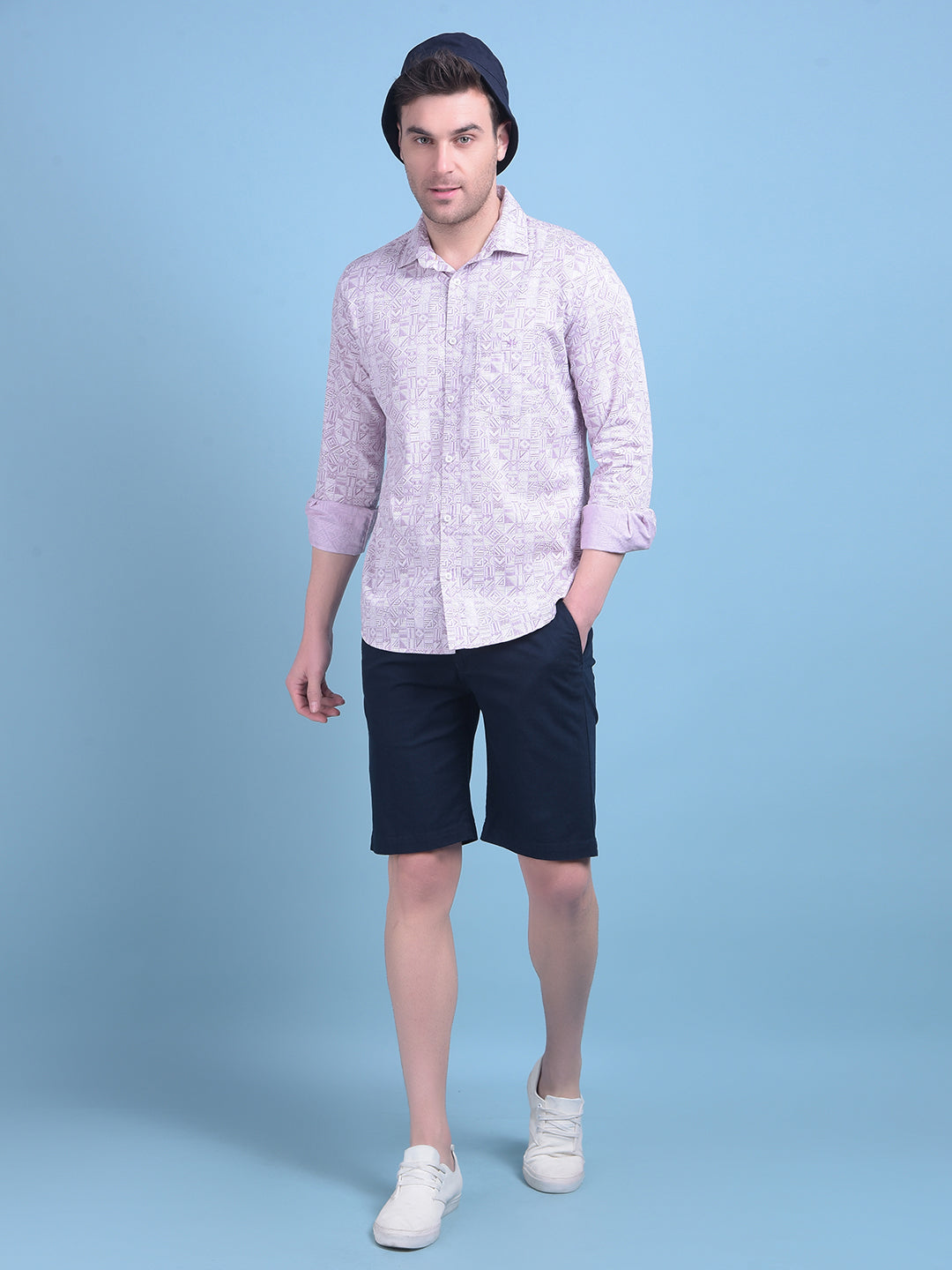 Blue Cotton Shorts-Men Shorts-Crimsoune Club