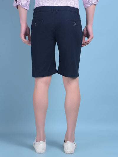 Blue Cotton Shorts-Men Shorts-Crimsoune Club