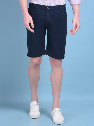 Blue Cotton Shorts-Men Shorts-Crimsoune Club