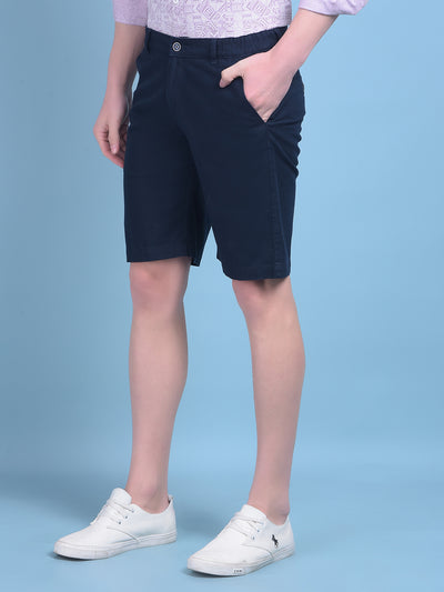 Blue Cotton Shorts-Men Shorts-Crimsoune Club