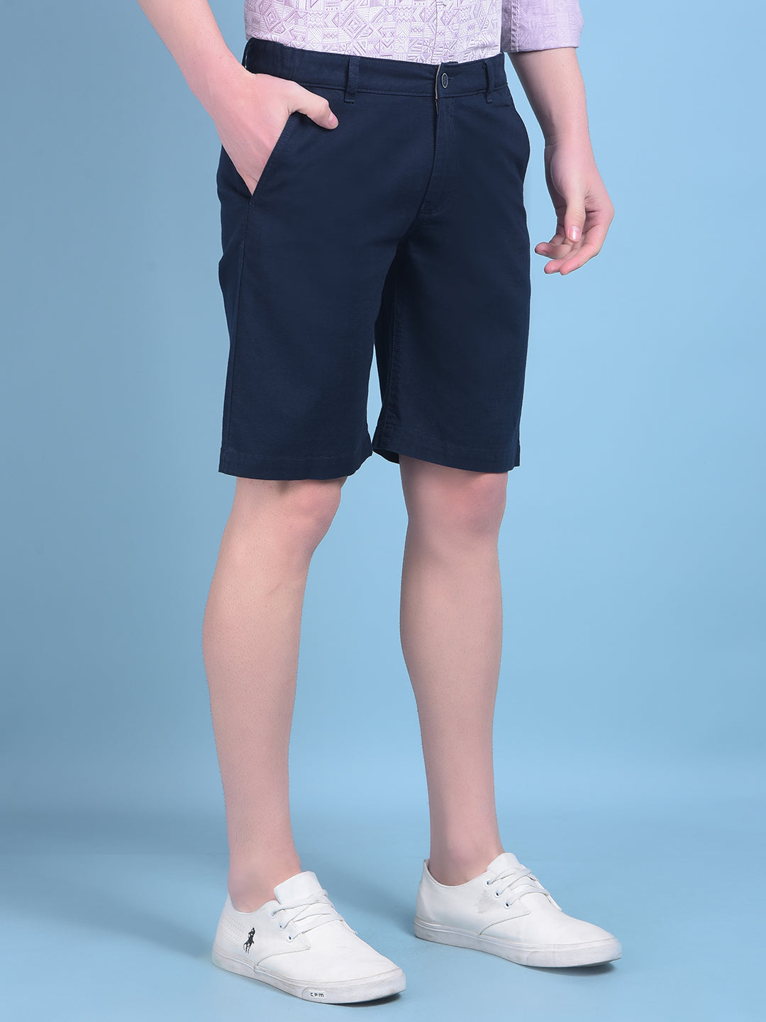 Blue Cotton Shorts-Men Shorts-Crimsoune Club