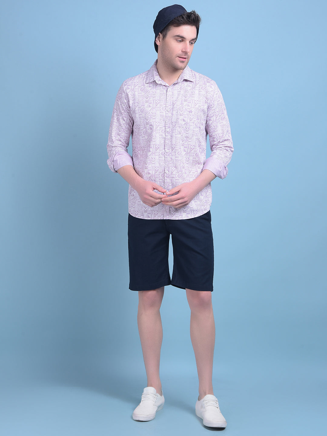 Blue Cotton Shorts-Men Shorts-Crimsoune Club