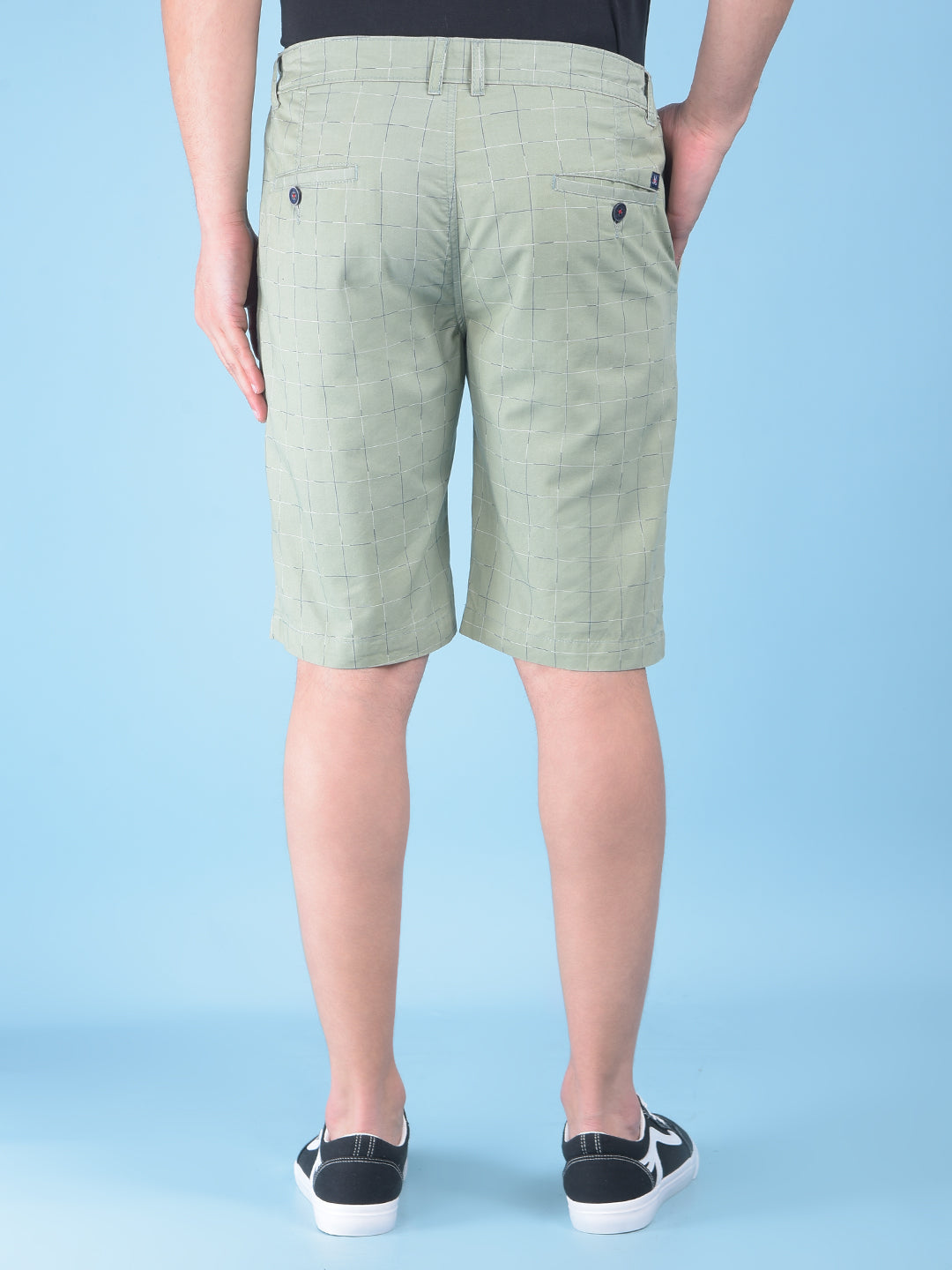 Green Checked 100% Cotton Shorts-Men Shorts-Crimsoune Club