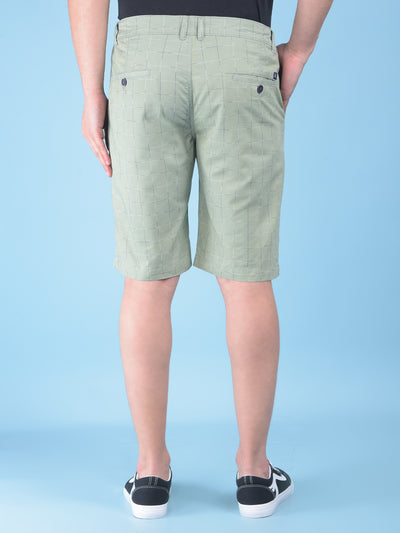 Green Checked 100% Cotton Shorts-Men Shorts-Crimsoune Club