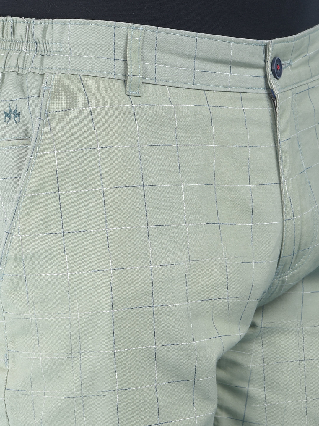 Green Checked 100% Cotton Shorts-Men Shorts-Crimsoune Club