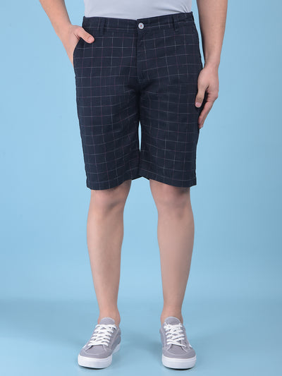 Black Checked 100% Cotton Shorts-Men Shorts-Crimsoune Club