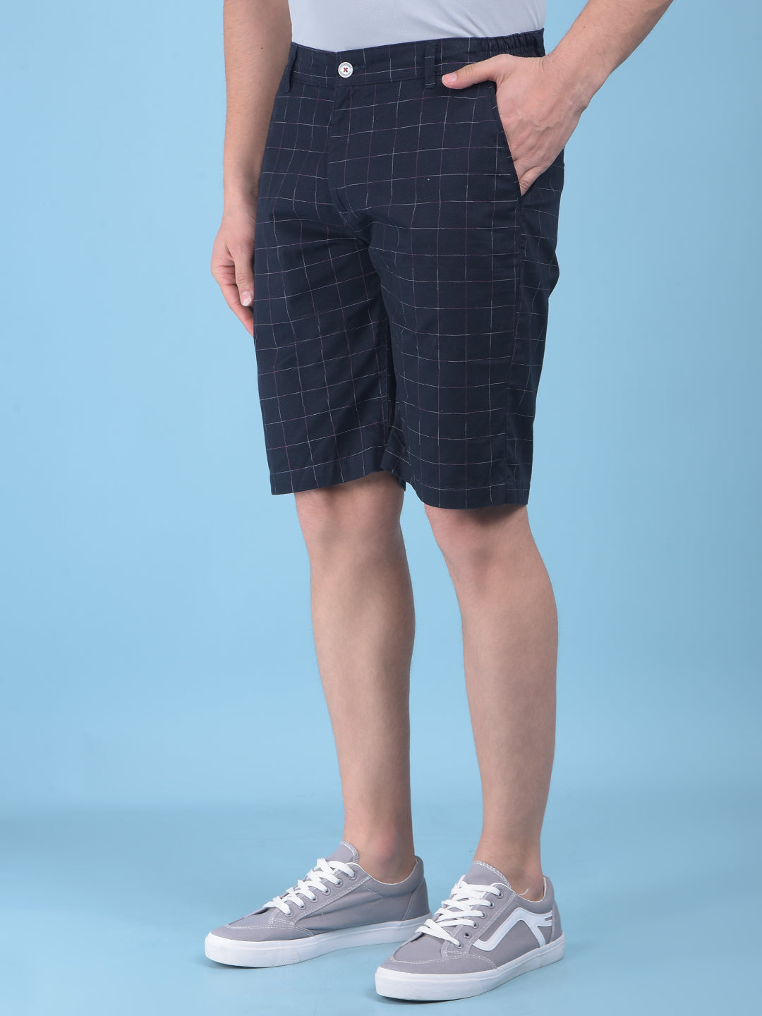 Black Checked 100% Cotton Shorts-Men Shorts-Crimsoune Club