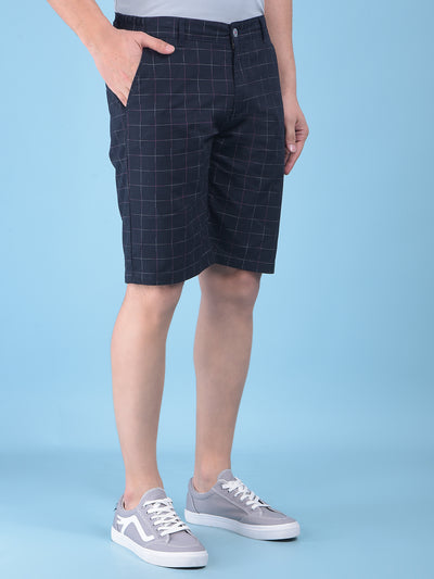 Black Checked 100% Cotton Shorts-Men Shorts-Crimsoune Club