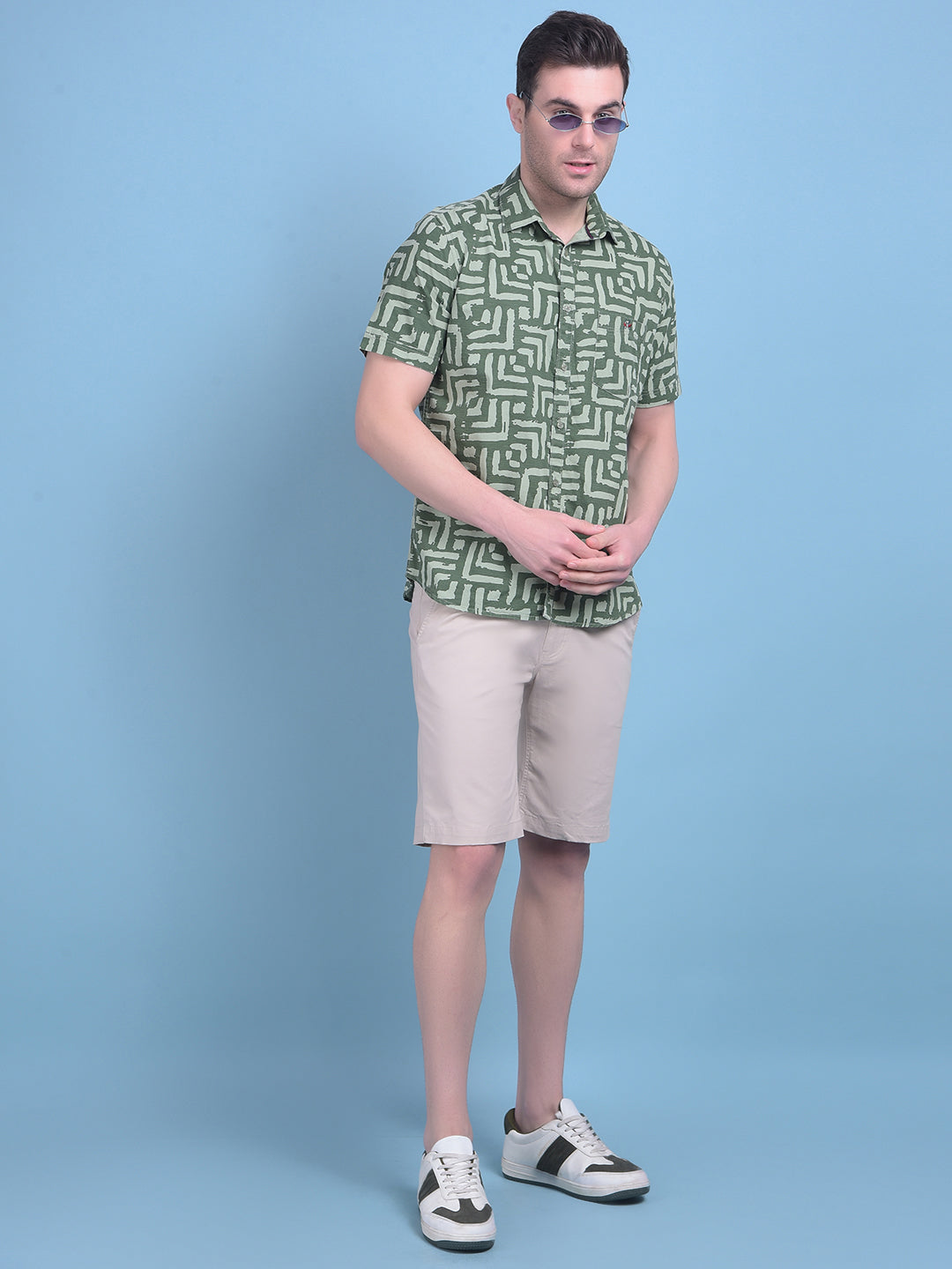 Khaki Cotton Shorts-Men Shorts-Crimsoune Club