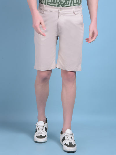 Khaki Cotton Shorts-Men Shorts-Crimsoune Club