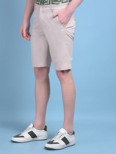 Khaki Cotton Shorts-Men Shorts-Crimsoune Club