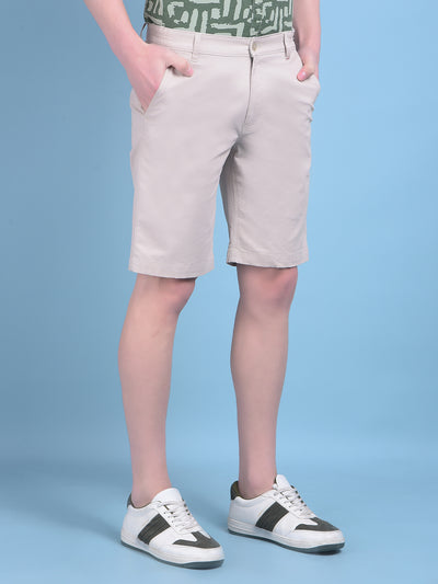 Khaki Cotton Shorts-Men Shorts-Crimsoune Club