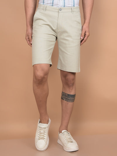 Beige Cotton Shorts-Men Shorts-Crimsoune Club