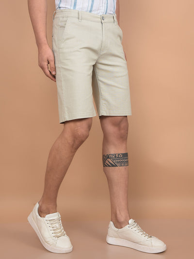 Beige Cotton Shorts-Men Shorts-Crimsoune Club