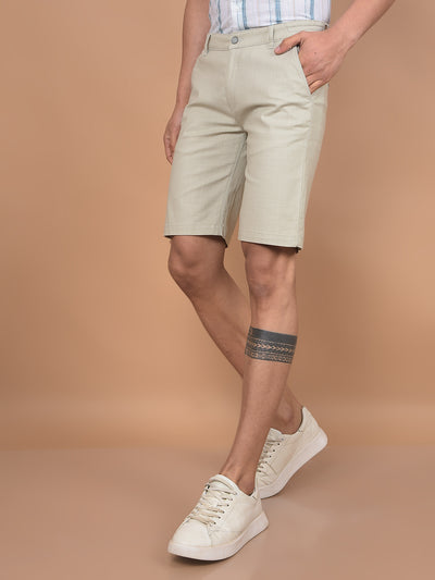 Beige Cotton Shorts-Men Shorts-Crimsoune Club
