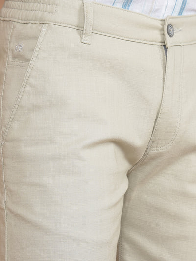 Beige Cotton Shorts-Men Shorts-Crimsoune Club