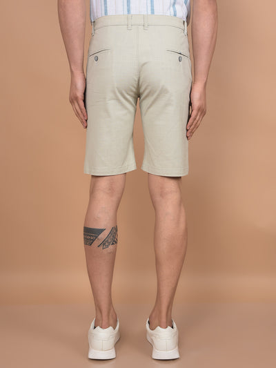 Beige Cotton Shorts-Men Shorts-Crimsoune Club