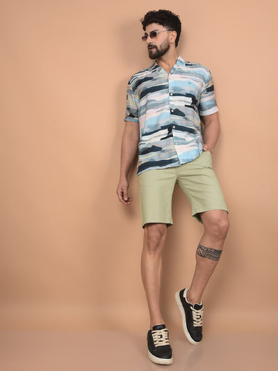 Green Cotton Shorts-Men Shorts-Crimsoune Club
