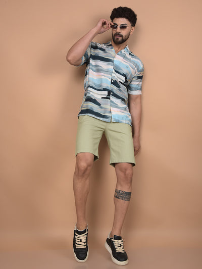 Green Cotton Shorts-Men Shorts-Crimsoune Club