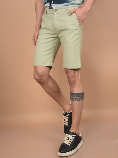 Green Cotton Shorts-Men Shorts-Crimsoune Club
