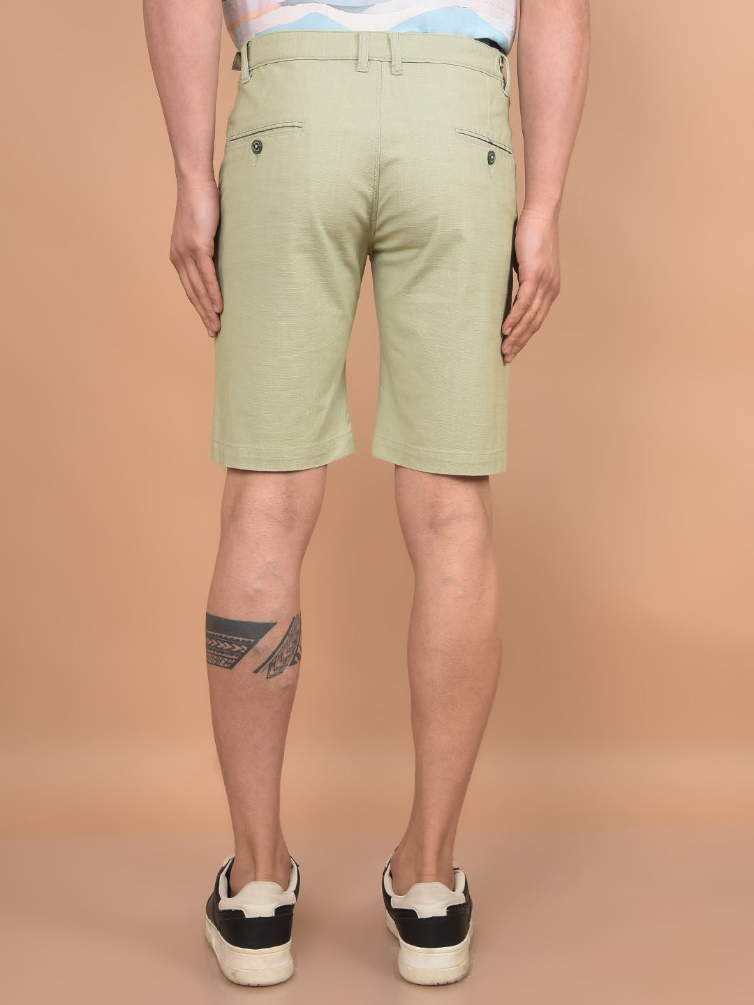 Green Cotton Shorts-Men Shorts-Crimsoune Club