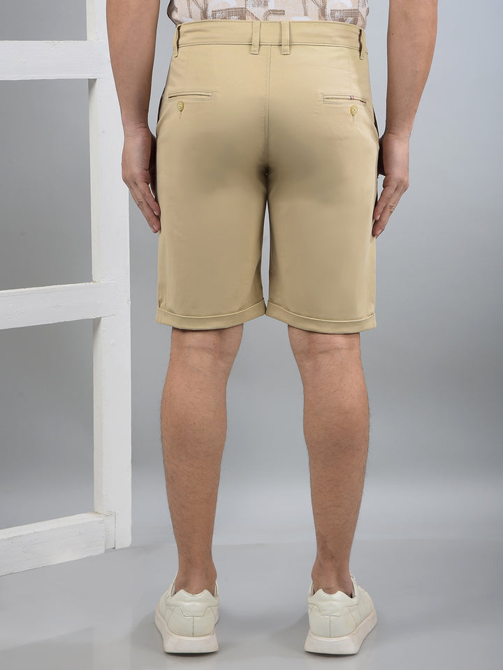 Beige Shorts-Men Shorts-Crimsoune Club