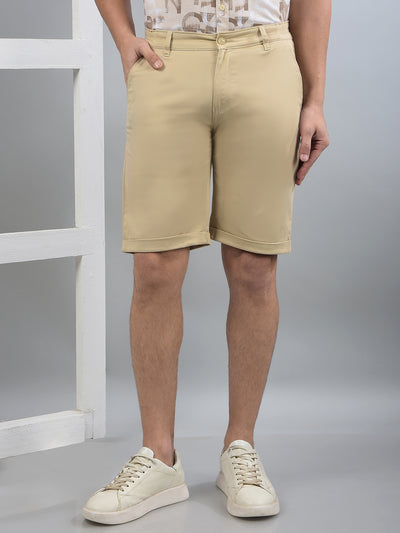 Beige Shorts-Men Shorts-Crimsoune Club