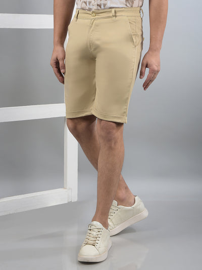 Beige Shorts-Men Shorts-Crimsoune Club