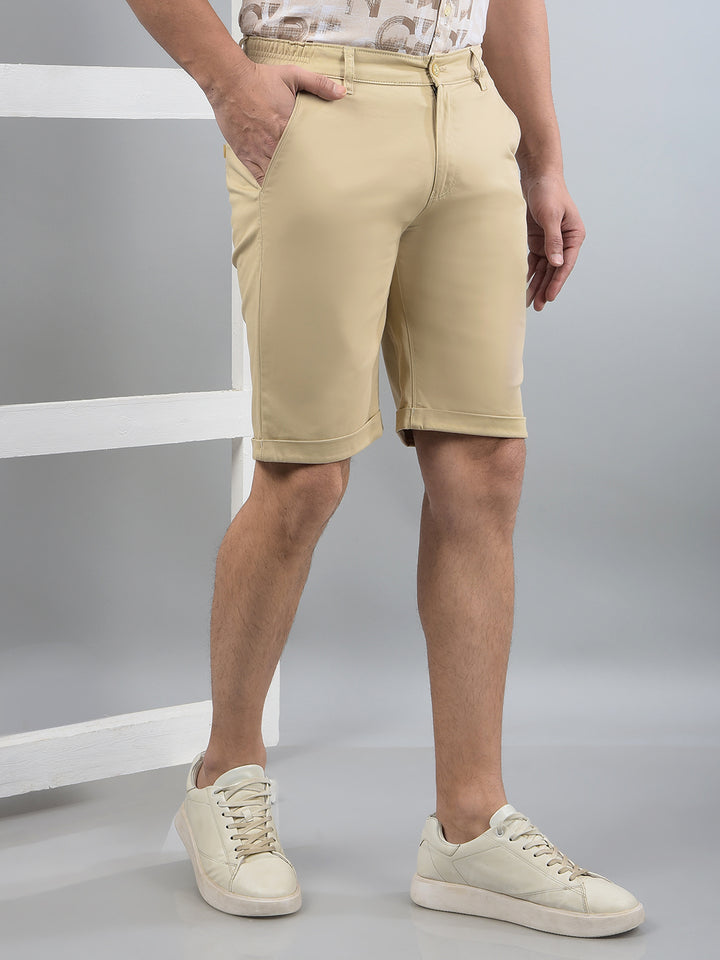 Beige Shorts-Men Shorts-Crimsoune Club