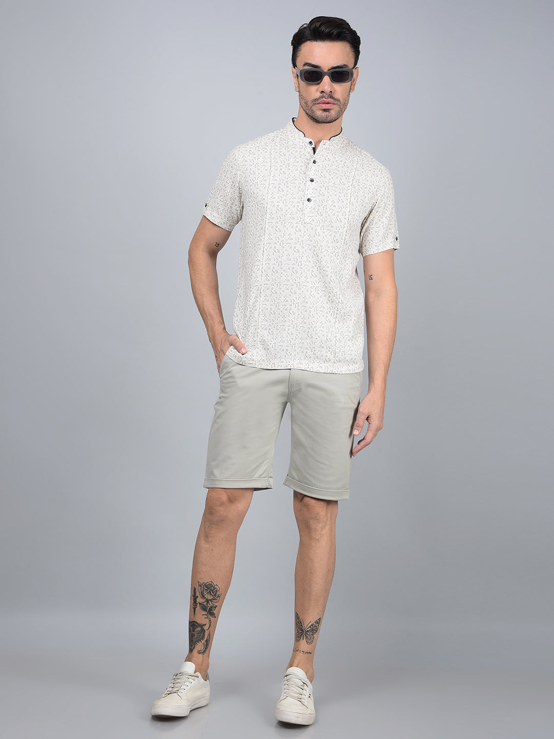 Grey Cotton Shorts-Men Shorts-Crimsoune Club