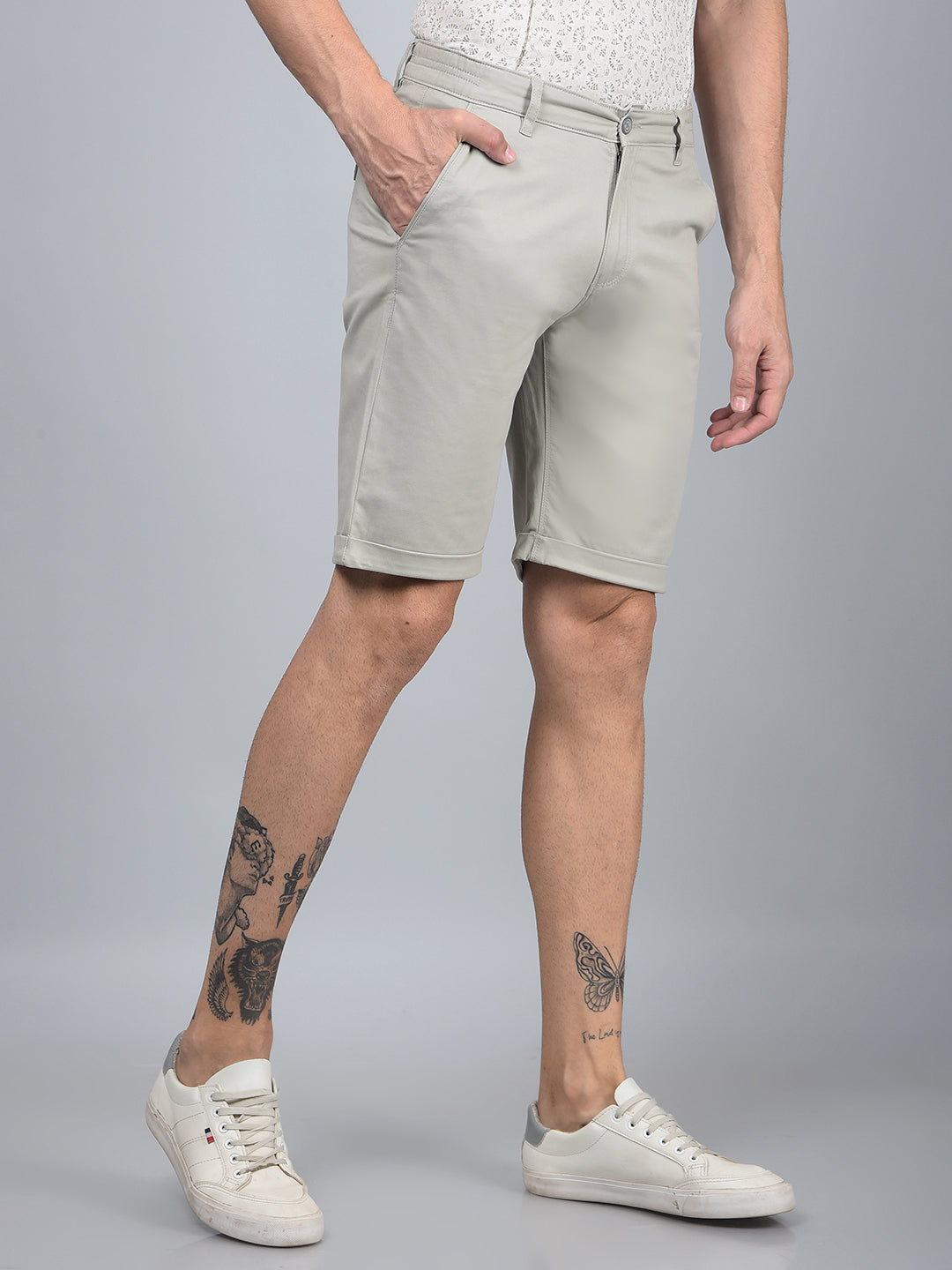 Grey Cotton Shorts-Men Shorts-Crimsoune Club