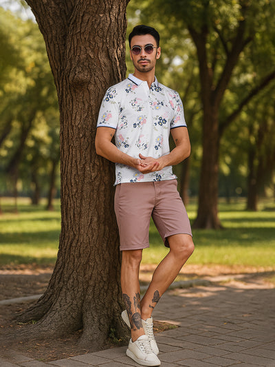 Pink Cotton Shorts-Men Shorts-Crimsoune Club