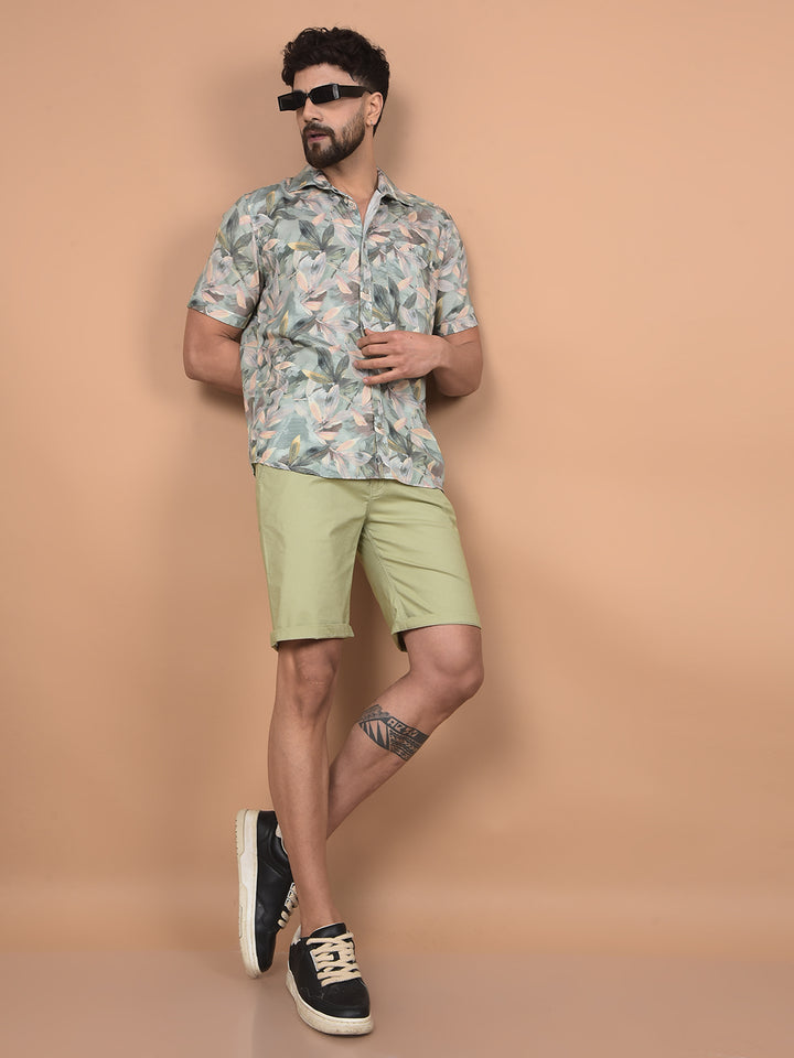 Green Cotton Shorts-Men Shorts-Crimsoune Club