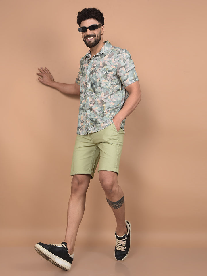 Green Cotton Shorts-Men Shorts-Crimsoune Club