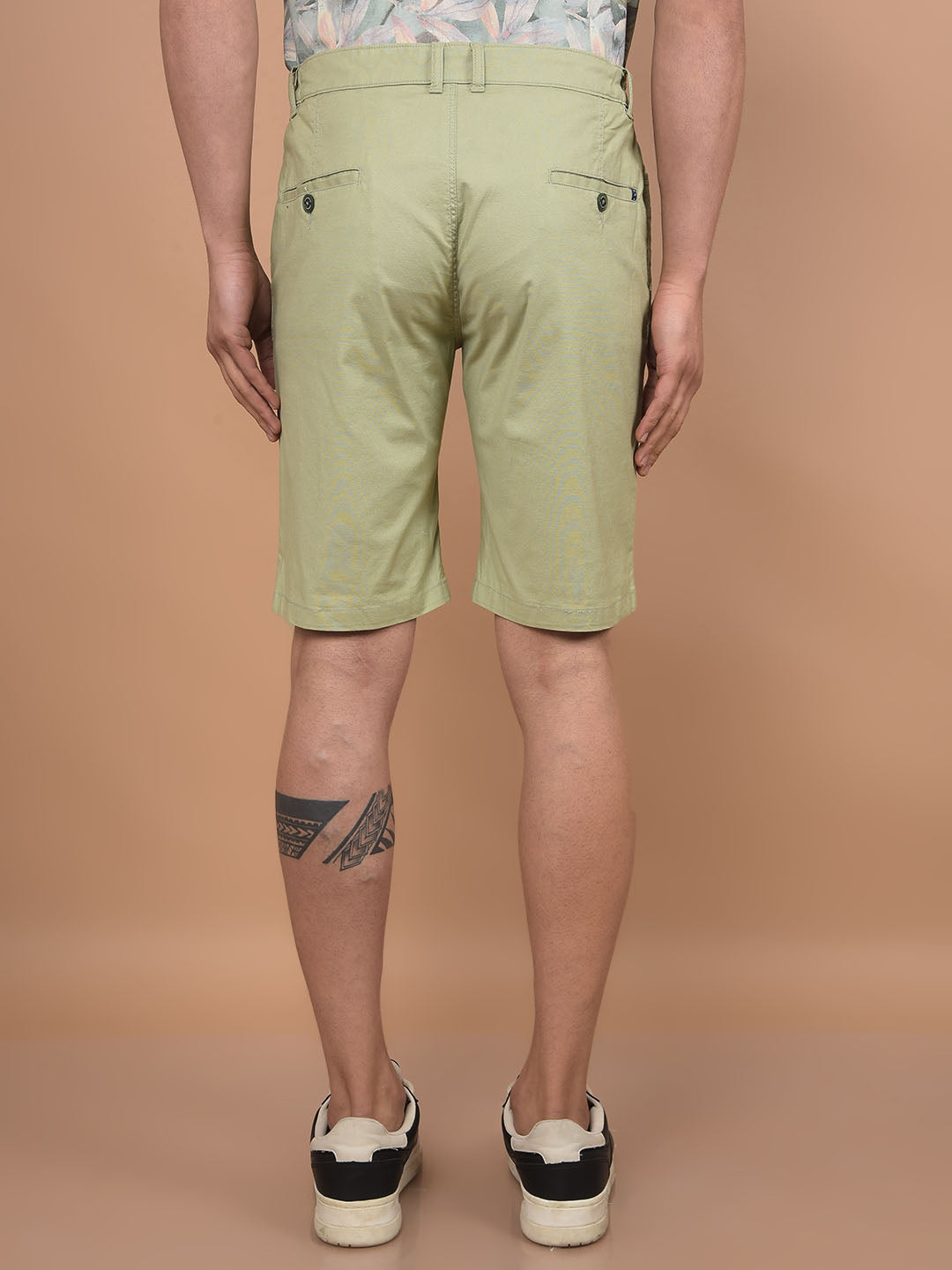 Green Cotton Shorts-Men Shorts-Crimsoune Club