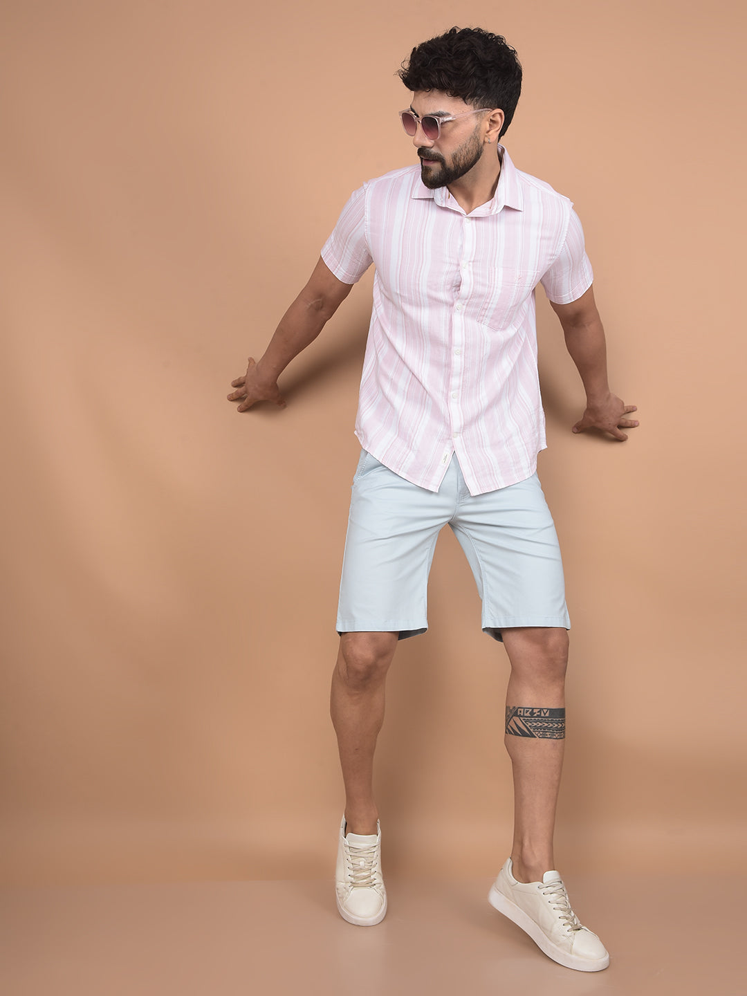 Blue Cotton Shorts-Men Shorts-Crimsoune Club