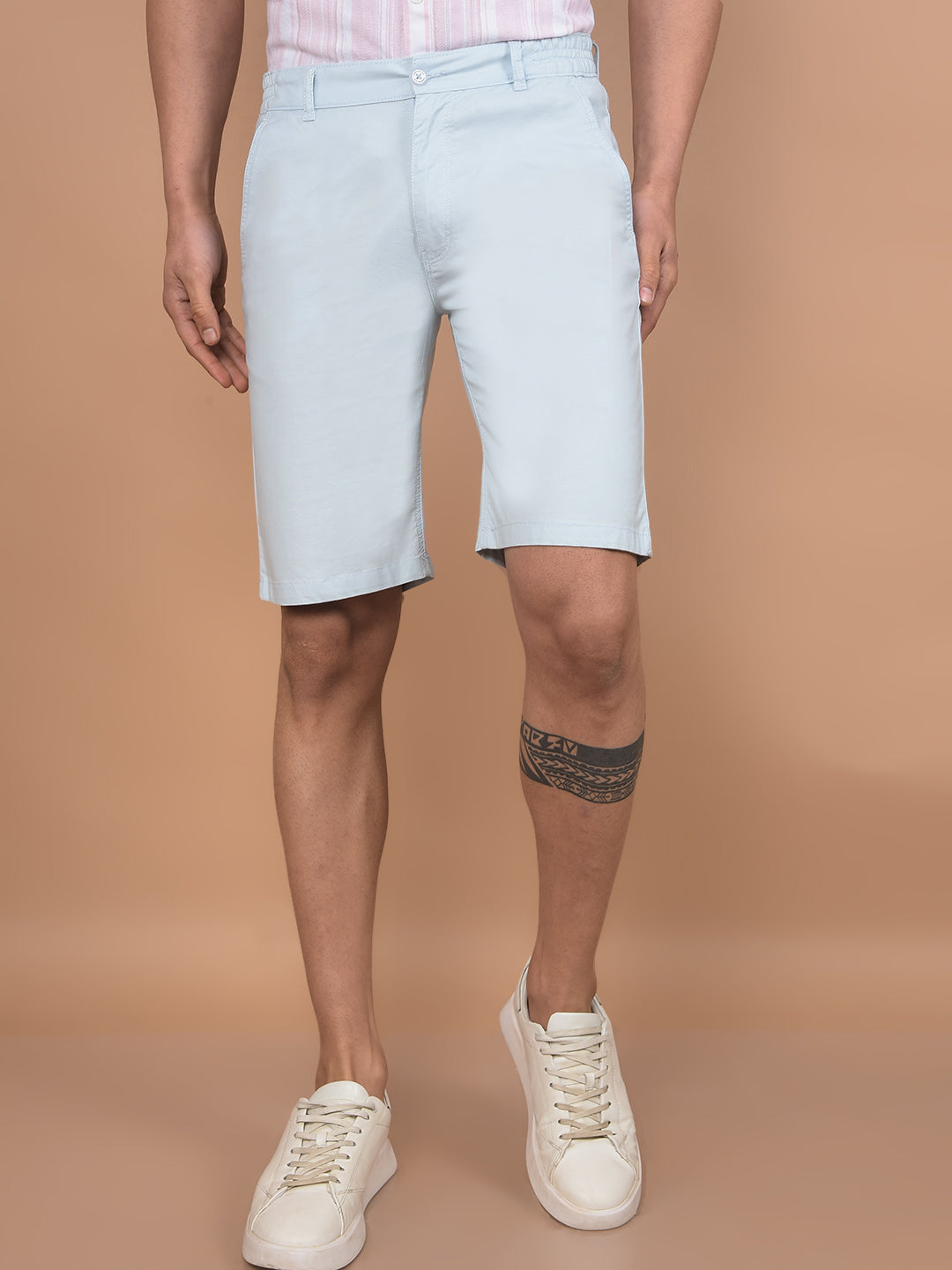 Blue Cotton Shorts-Men Shorts-Crimsoune Club