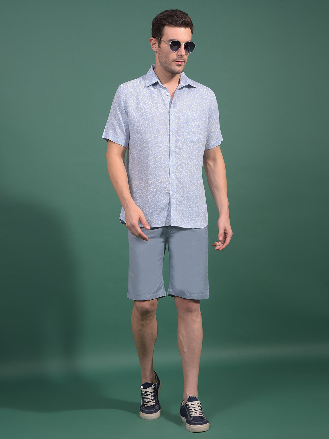 Blue Cotton Shorts-Men Shorts-Crimsoune Club