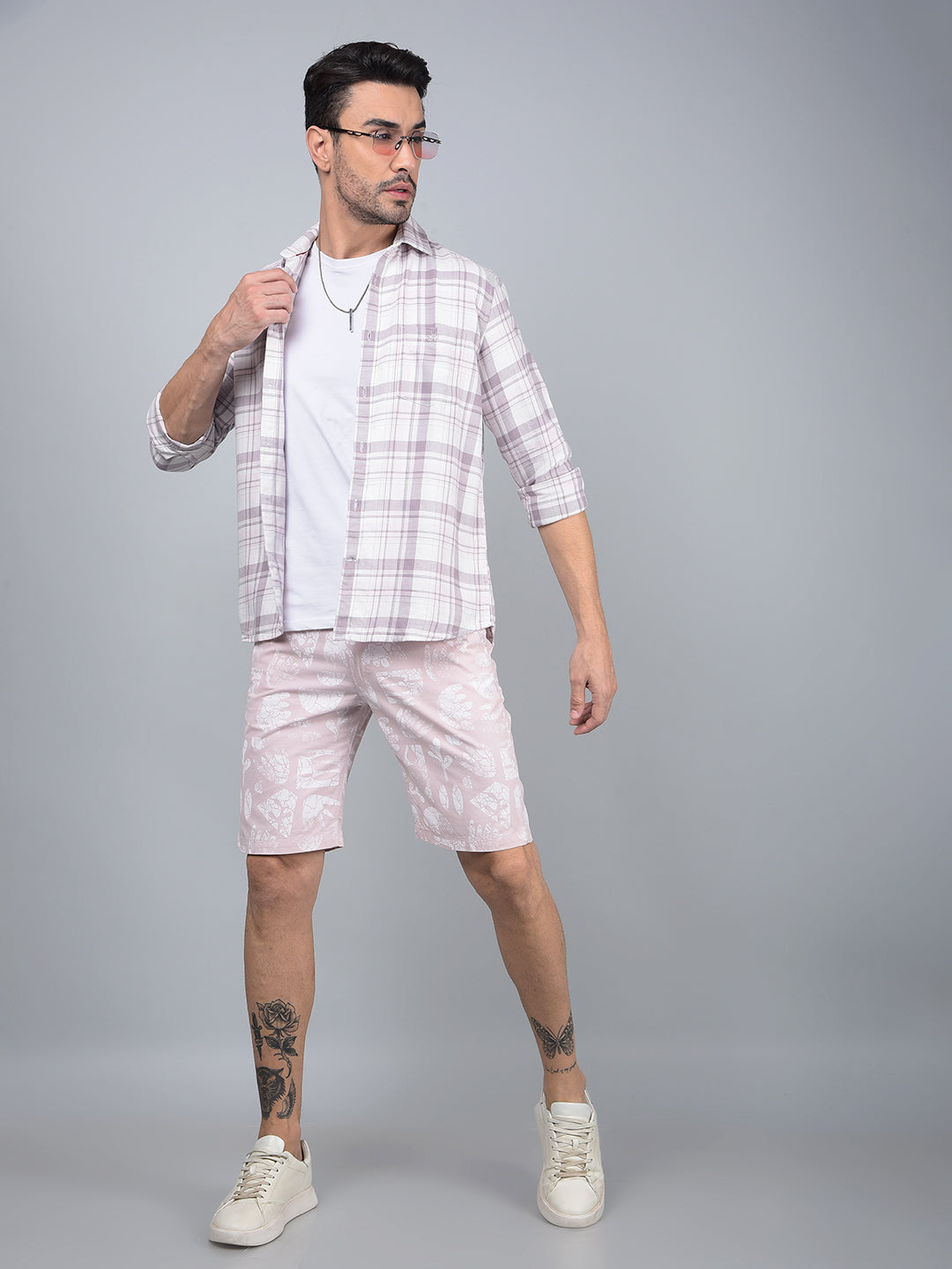 Pink Printed 100% Cotton Shorts-Men Shorts-Crimsoune Club
