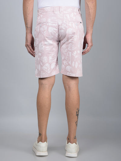 Pink Printed 100% Cotton Shorts-Men Shorts-Crimsoune Club